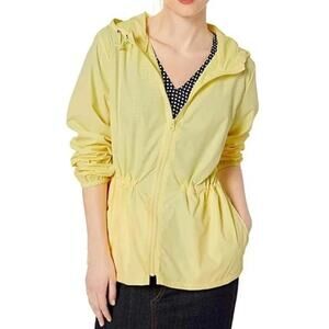 J Crew Mercantile Jacket Hooded Raincoat Preppy Outdoor Zip Up Yellow Size M